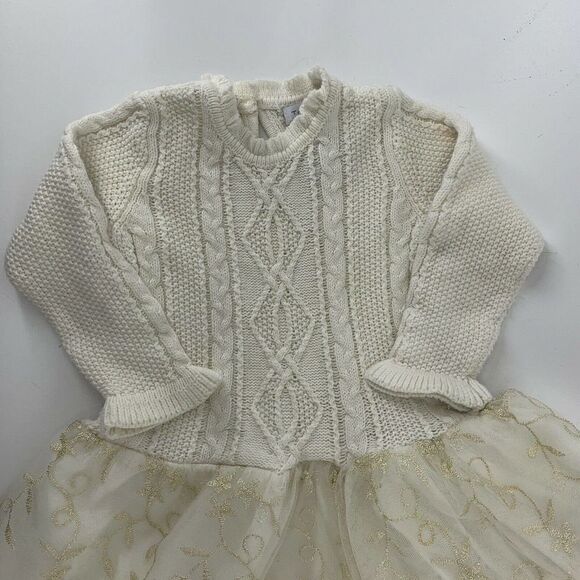 TAHARI 2T White Cable Knit Sweater Tutu Dress - Picture 2 of 9